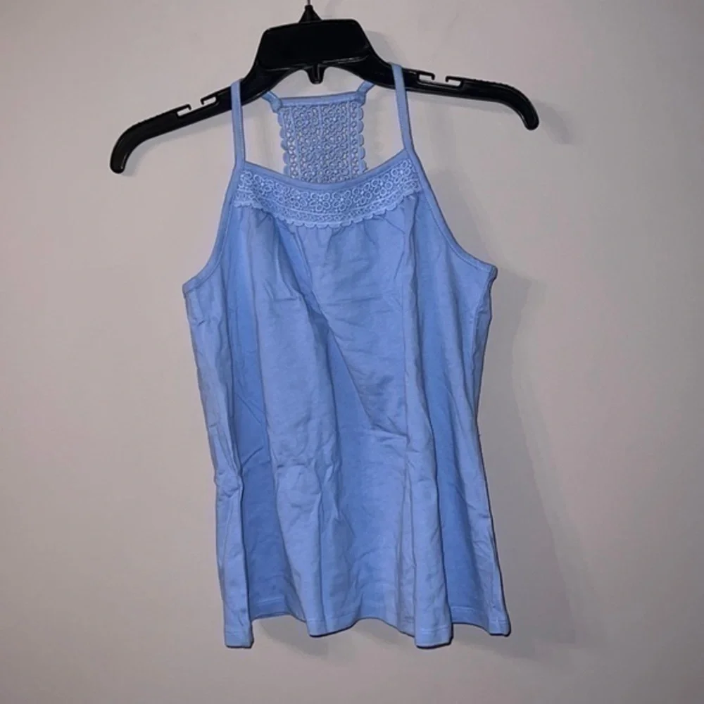 Tank Top blue purplish color kids 14 oshkosh bgosh floral, print, stitch detail